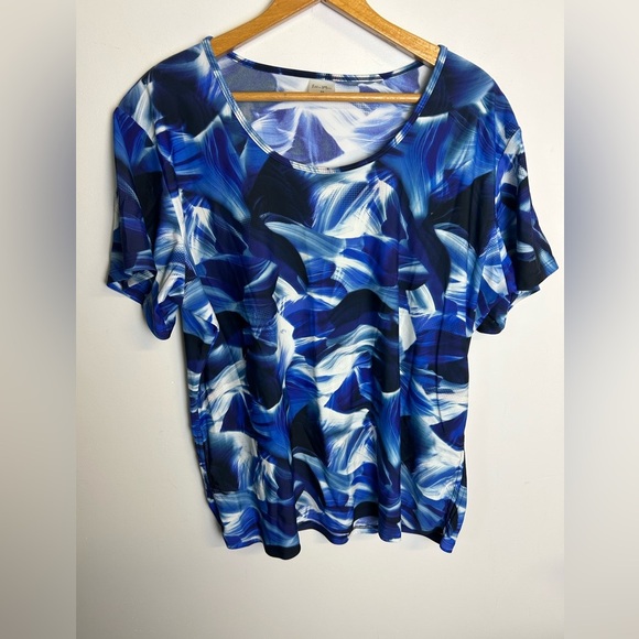 Ella mar Swimming Top Plus Size  3X Sea Tye die Print Multicolor short sleeve - Picture 1 of 10
